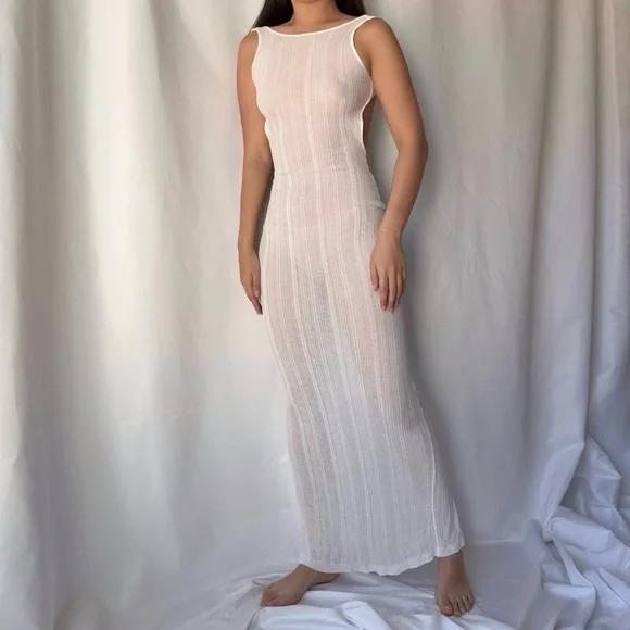 I.AM.GIA White Sheer Coverup Backless Dress - Picture 3 of 4